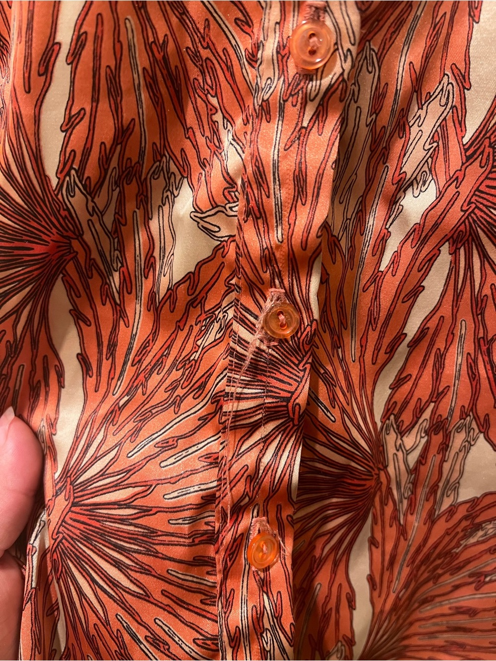 Lane Bryant 18/20 Rust Abstract Print Blouse Back Tie Button Front - Picture 3 of 7